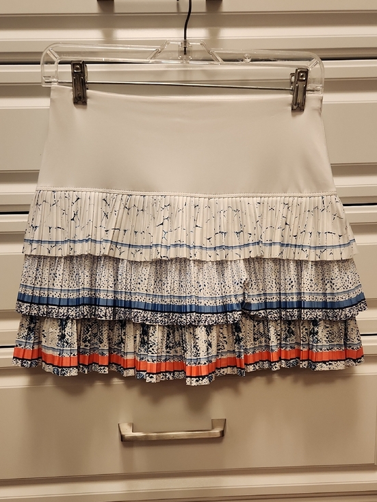 Lucky in Love Dresses & Skirts - Lucky in Love White Tiered Skirt with Blue and Orange Trim